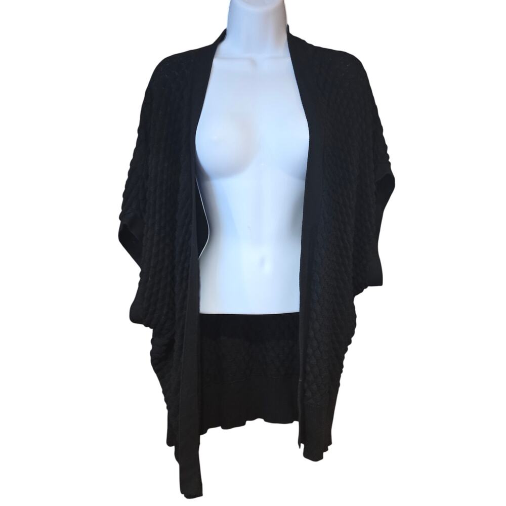 Niemen‎ Marcus black knit, short sleeve poncho cardigan sweater, sz M